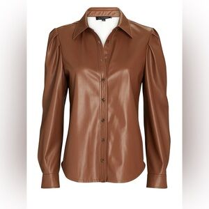 Georgia Vegan Leather Button-Down Top M